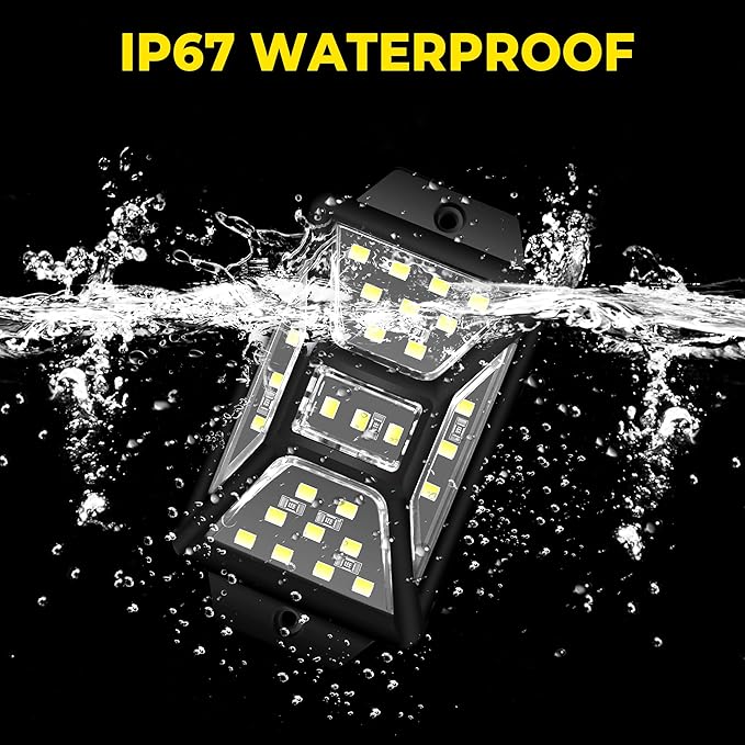 24 Pods Pure White Rock Lights with 2 Pack Connectors Extension Wires,Waterproof Rock Lights Compatible with Trucks Jeep UTV SUV ATV Boat Golf Cart, Mess Free Two-Path Wiring Underglow Kits(Patented)