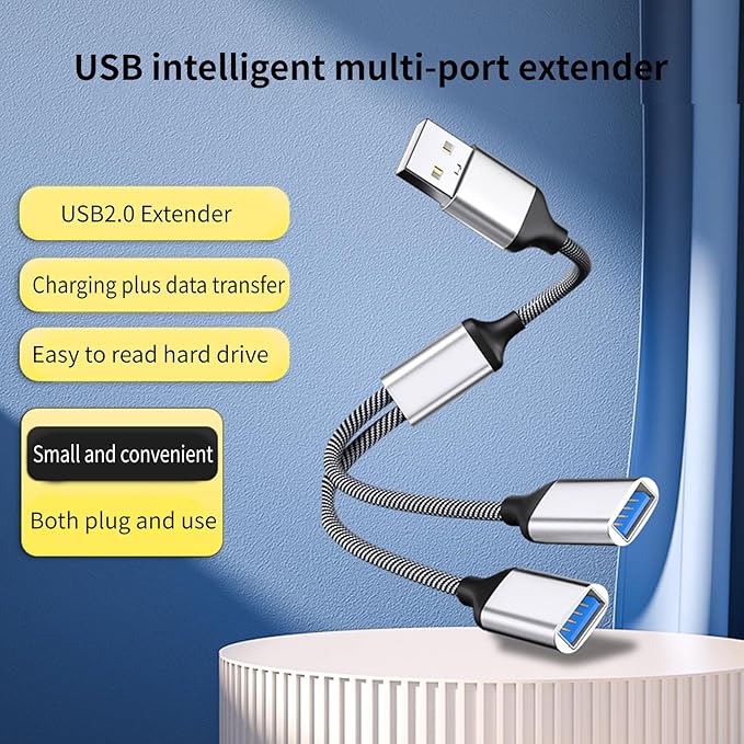 USB Extension Cable Power Splitter Male to Female Adapter Port Extender Hub Data Charger Power Split Adapter USB Hub for Car