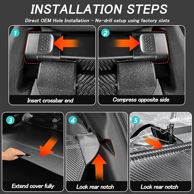 Retractable Cargo Cover for Honda CRV 2023-2025 2026 Accessories, Carbon Fiber Texture Trunk Cover with Extra Flap for No Gap, Heavy Duty Rear Luggage Security Shield Shade for CR-V 6th Gen