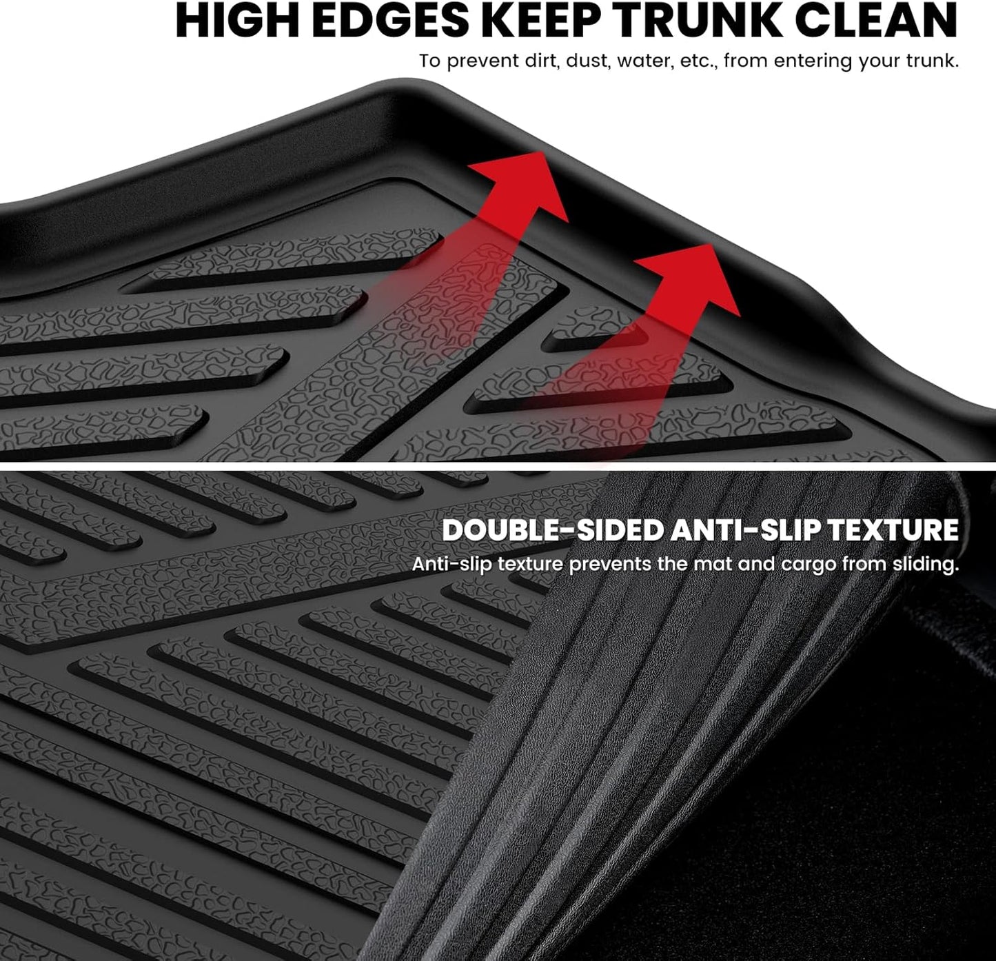LASFIT Cargo Mat for Volkswagen Atlas Cross Sport 2020-2025, Custom Fit All-Weather TPE Rubber Trunk Mat for VW Accessories, Waterproof, Easy to Clean, Black