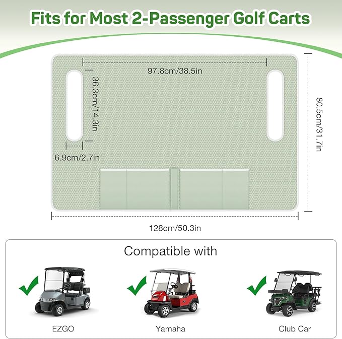 MoKo Golf Cart Seat Covers, Universal Golf Cart Seat Towel Blanket for EZGO,Yamaha,Club Car and More 2-Seat Carts with 4 Front Pockets, Universal Golf Accessories, Non-Slip Easy to Clean, Green