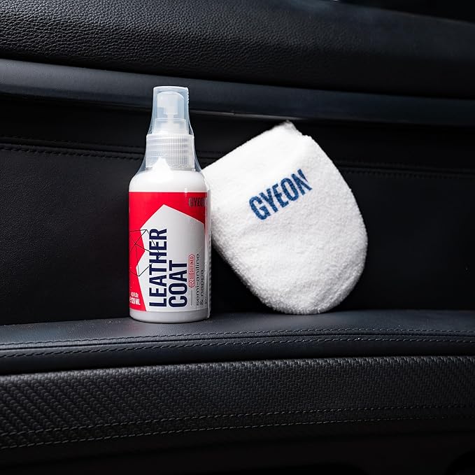 GYEON LeatherSet Natural automotive leather cleaning coating kit pre‑cleaner plus leather sealant protection for car seats interiors hydrophobic ceramic sheen prep & maintain