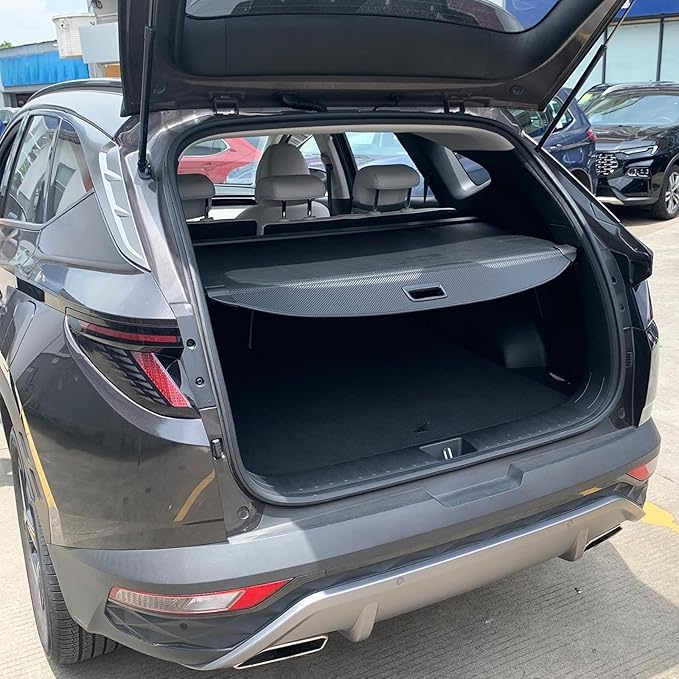 Cargo Cover for Hyundai Tucson 2026 2025 Accessories 2024-2022(Carbon Fiber Texture),Retractable Trunk Cover Organizer Security Shielding Shade Tonneau Cover for Hyundai Tucson Accessories