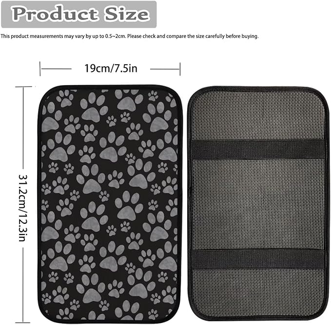 Dreaweet Dog Paw Print Car Armrest Cover for Women Car Center Console Pad Cute Car Accessories Universal Fit Armrest Cover Protector for Cars,SUV,Sedan