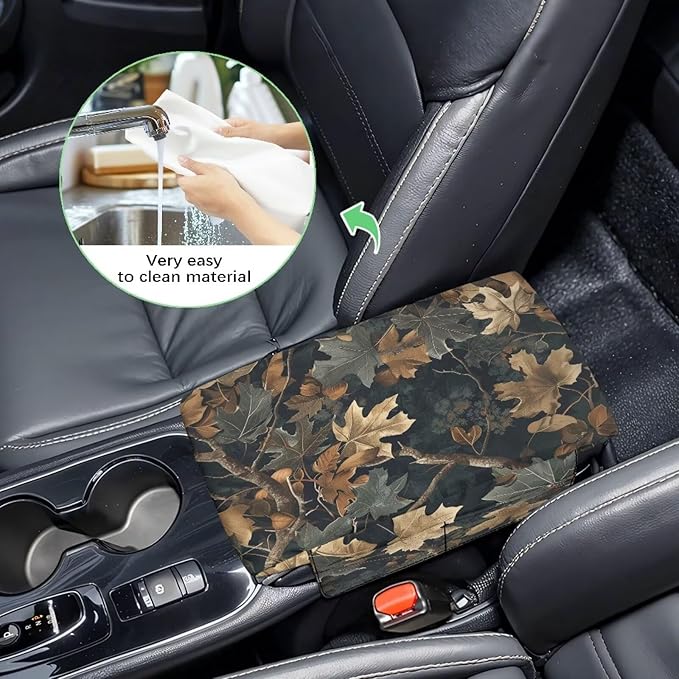 Dreaweet Hunting Forest Camo Center Console Cover Thick Car Armrest Cushion with Storage Bag Soft Comfortable Arm Rest for Car Center Console Universal Fit SUV Truck Sedan