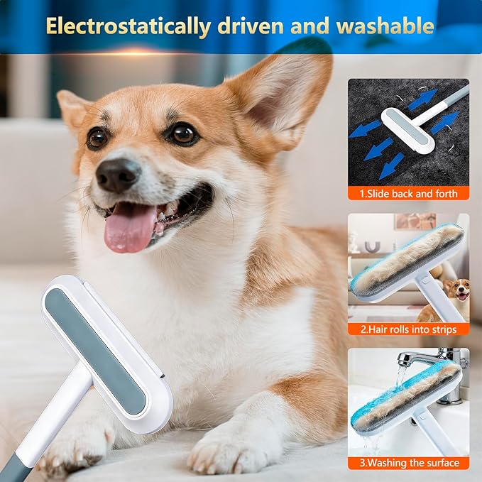 Newly Pet Hair Removal Tool for Cats & Dogs, Upgraded Reusable Washable Pet Hair Remover 4 in 1 Set for Laundry, Couch, Car Seat, Carpet, Clothing and Bedding