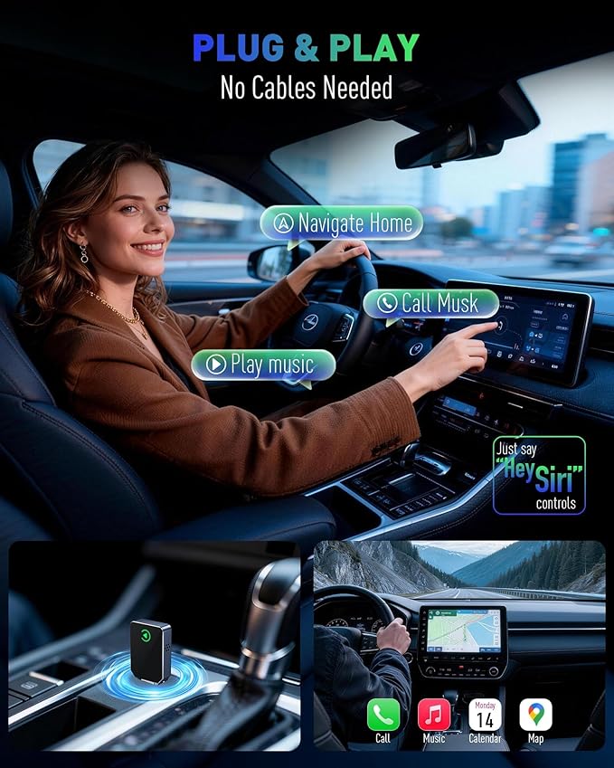 SPIRITIME Wireless CarPlay Adapter for iPhone, 2026 Upgraded 2-in-1 Android Auto CarPlay Wireless Adapter, Convert Wired to Wireless, Fast & Stable, Plug & Play (Space Gray)