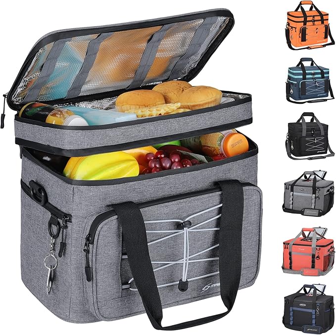 Maelstrom Portable Collapsible Soft Cooler Bag – 24/30/60 Cans Double-Deck Leakproof Ice Chest for Beach, Camping & Grocery