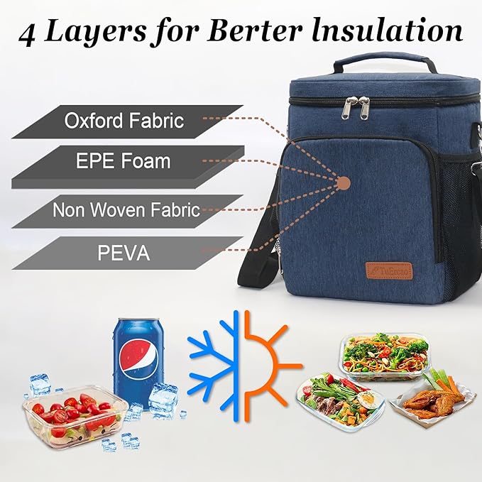 TuErcao Insulated Cooler Bag 6/24 Can Collapsible Leakproof Soft Sided Cooler for Car, Portable Foldable Small Ice Chest for Beach Camping Picnic Travel, 5/15qt Lunch Box for Men Work