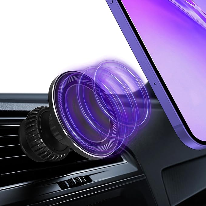 Magnetic Car Phone Holder, N55 Strong Magnets, 360° Rotation Dashboard Magnetic Phone Holder for Car, Folding Car Magnet Phone Mount for iPhone 16 15 14 13 Pro Max (Round-5)
