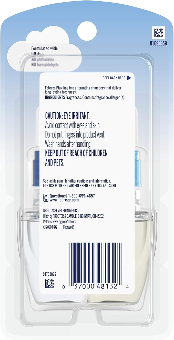 Febreze Origins Fade Defy PLUG Air Freshener & Odor Eliminator, Ocean, (1) .87 fl. oz. Oil Refill