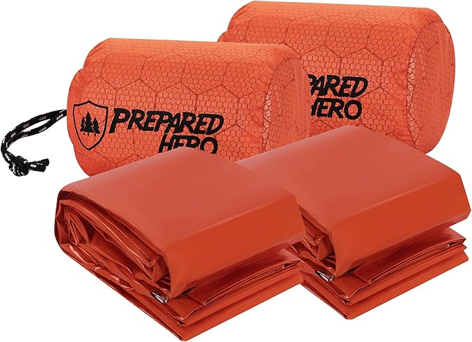 Prepared Hero Survival Bag - Emergency Sleeping Bag, Thermal Bivy Sack for Camping, Hiking, Outdoor. Lightweight, Portable, Survival Shelter