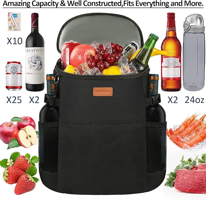 Camping Cooler Backpack 30 45 Cans, Soft Backpack Coolers Insulated Leak Proof Travel Cooler Bag Waterproof Lunch Picnic Beach Work Trip Thermal Bag Drink Beverage Beer Bag Cooler