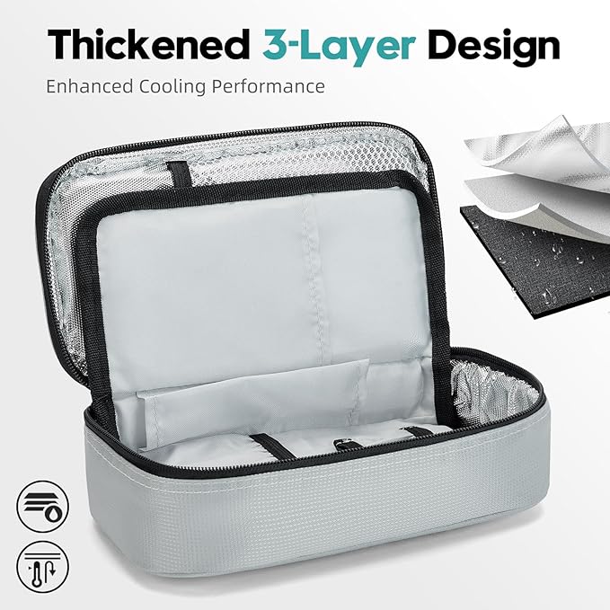 ALLCAMP Insulin Cooler Travel Case TSA Approved, Diabetic Medication Cooler Bag with 4 Ice Packs & Multi-Layer Storage, Portable Medical Cooler with Insulation Liner(Light Gray)