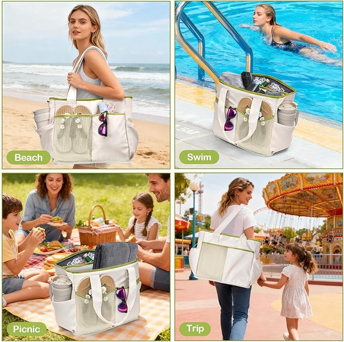 Odoland Soft Cooler Bag - Leakproof & Insulated, 2-in-1 Collapsible Design, Dry/Wet Separation, Large Soft Sided Cooler with Multi-Pocket Design for Beach, Picnic, Camping, Day Trip, Family Size