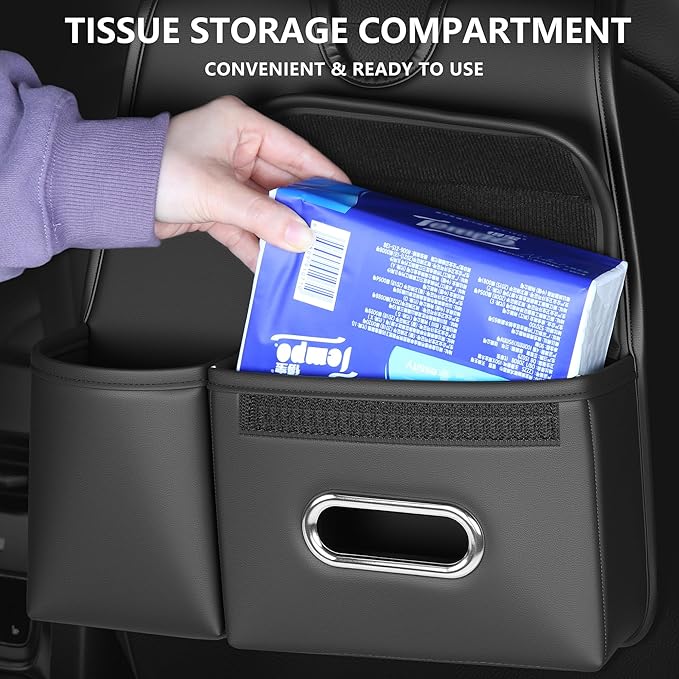 Car Organizer Back Seat, Car Water Cup travel tissue holder Organization Universal car seat back storage sedan SUV compatible vehicle interior accessories Hand-sewn car leather storage bag 1pc