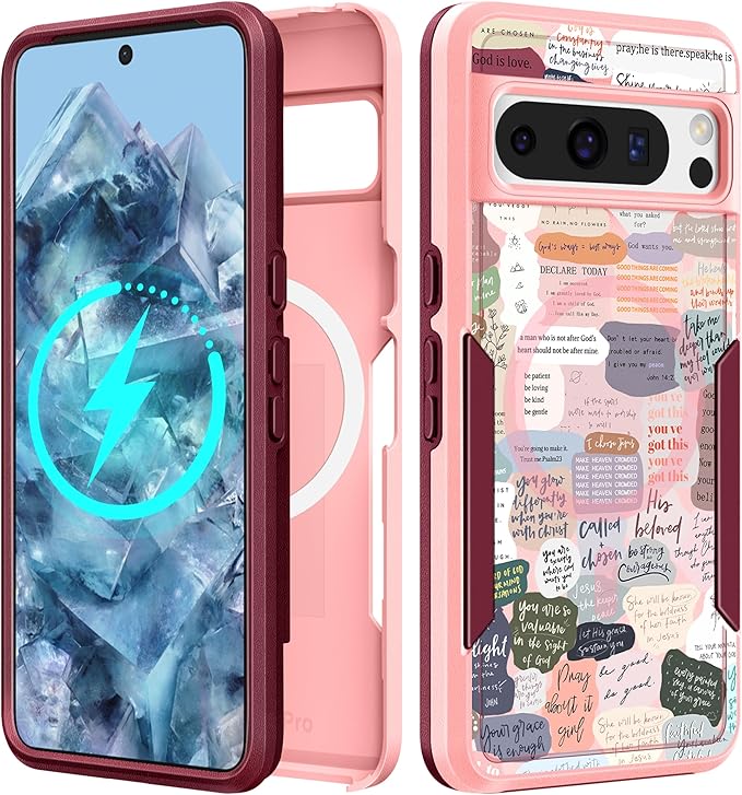 for Google Pixel 8 Pro Case - Compatible with MagSafe Women Girls Cute Magnetic Protective Cover Girly Kawaii Unique Pretty Heavy Duty Shockproof Design for Google Pixel 8 Pro Phone Cases