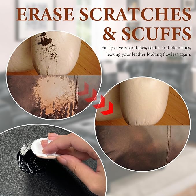 Leather Recoloring Balm Leather Color Restorer Scratch Repair Leather Paint for Furniture Couches Car Seats Shoes Bags Leather Dye and Scratched Leather with Leather Conditioner - Beige