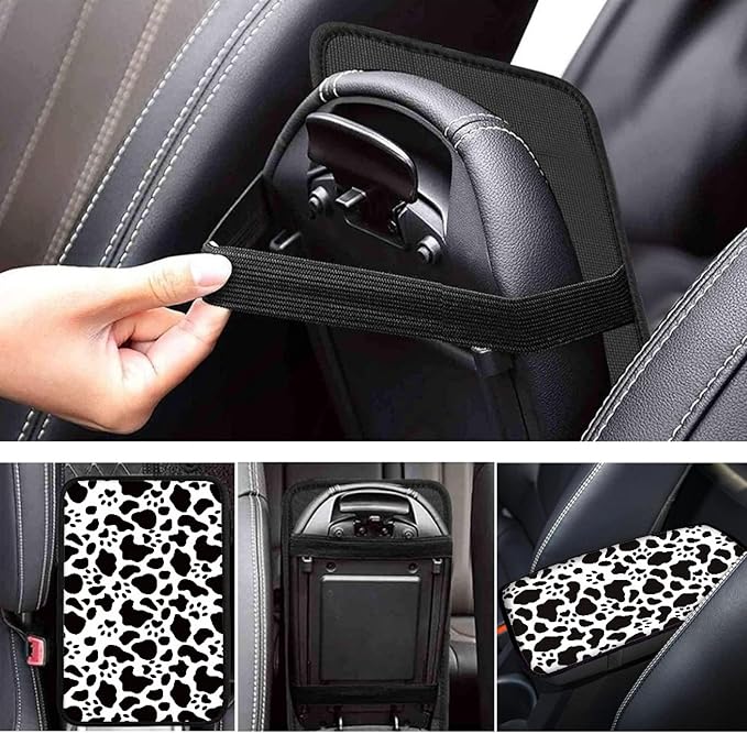 Coldinair Cow Dog Paw Car Armrest Cover,Auto Center Console Pad,Soft Seat Cover Protector Cushion,Car Accessories Decor for Most Cars,Sedan,Truck,SUV