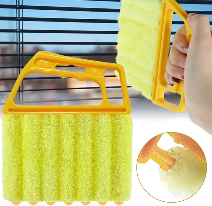 AOCEAN 4 Pcs Blind Cleaner Duster Tool, 7-Finger Dusting Cleaner Tool for Window & Air Vent, Washable Handheld Microfiber Duster Brush for Blinds Dust Dirt