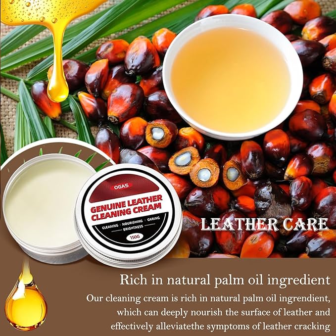 Leather Cleaner and Conditioner, Cleaning & Recoloring Cream for Leather Funiture, Shoes, Boots, Car Seat, Bags-150g