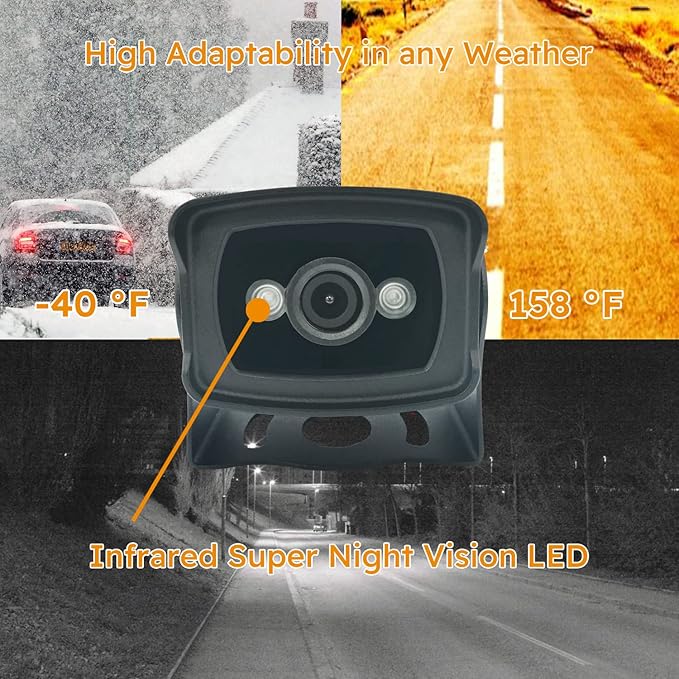 Backup Camera for Trucks, Two Installation Methods, No Interference, No Delay, 7" Wide Screen and Night Vision IP68 Waterproof Backup Camera for Box Truck, Bus, Caravan, Camper Van, Boat, Yacht