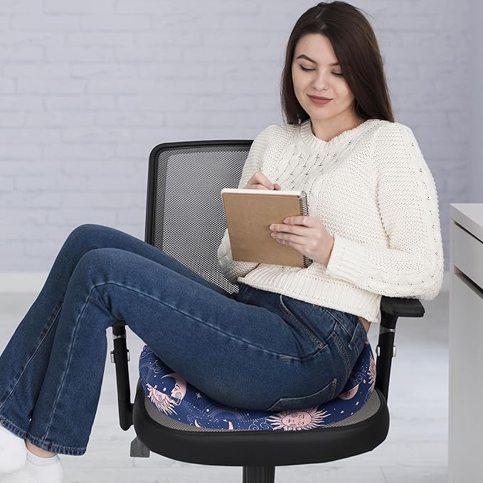 Donut Center Hole Hemorrhoid Pillow Memory Foam Hemorrhoids Seat Cushion for Tailbone or Coccyx Pain Relief Home Office Desk Chair Car Seat Cushions for Women Postpartum Pregnancy (Blue)