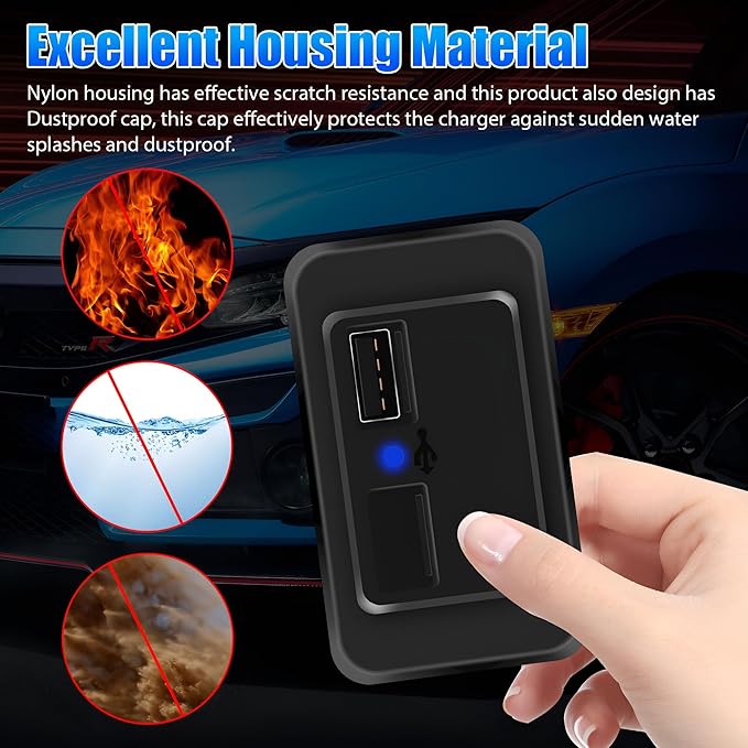 12V USB Outlet Automotive USB Port Panel Mount 12V USB Charger Multi Port Switch Panel Car Charger Socket Power Dual Port 12V 24V Quick Car Charger for Cars Bus ATV RV Boat Truck, 3.1A