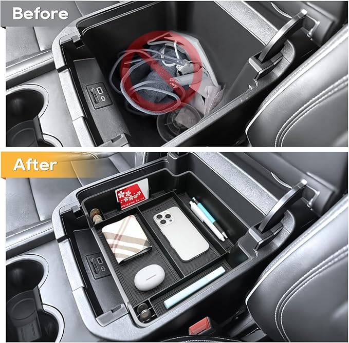 Center Console Organizer for 2021-2026 Chvey Tahoe(LS/LT/Z71) & 2021-2026 Suburban(LS/LT/Z71) &2021-2026 GMC Yukon/Yukon XL(Elevation/AT4) Armrest Storage Accessories-Not Fit For Power-Sliding Console