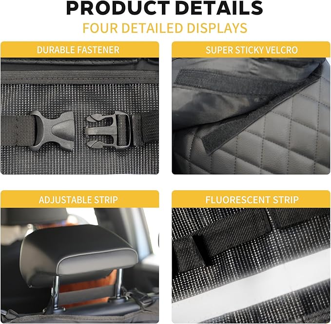 Backseat Hanging Organizer with Large Storage Bags | PU Leather, Large Capacity | Adjustable Straps, Waterproof & Collapsible | Universal Fit for SUVs, Sedans & Trucks | Black, 37.8" x 18.1" - P810