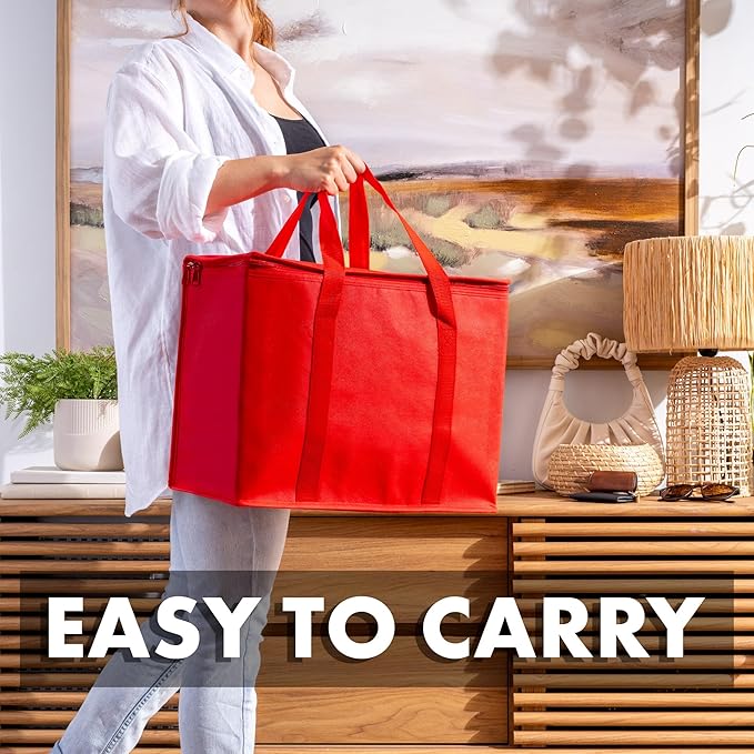Carrywell (Not Made In China) Insulated Reusable Grocery Bags, Catering and Delivery Bag For Hot and Cold Food, Collapsible Thermal Tote For Doordash
