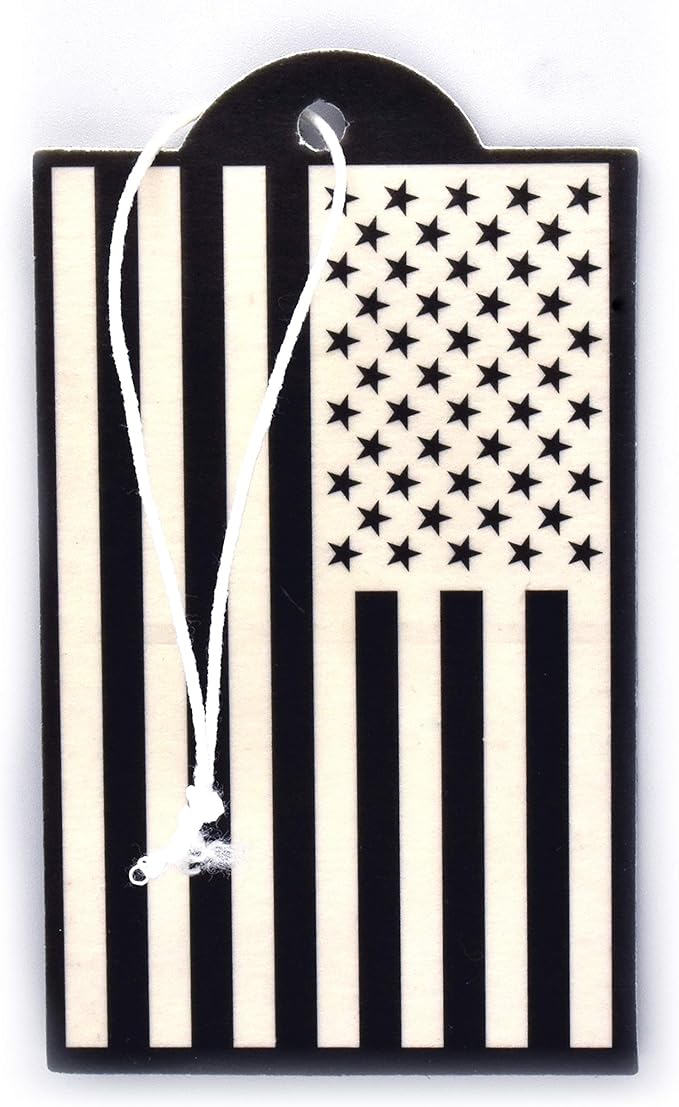 Elektroplate Inverted Black and White American Flag Automotive Air Fresheners for Vehicles | New Car Scent (6-Pack) | Made in the USA
