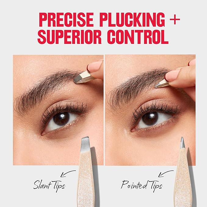 Revlon Designer Series Mini Tweezer Set, Hair Removal Tool Kit with Slant & Point Tips, Portable and Easy to Use, Made with Long Lasting Stainless Steel, 1 Count (Pack of 2)