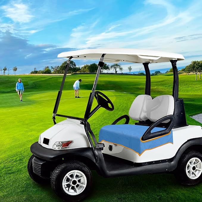 Golf Cart Seat Covers, Lake Blue Golf Cart Seat Towel Blanket for All EZGO, Club Cars, Icon and More 2/4-seats Cart, 100% Microfiber, Essential Golf Cart Accessories, 51'' x 31''
