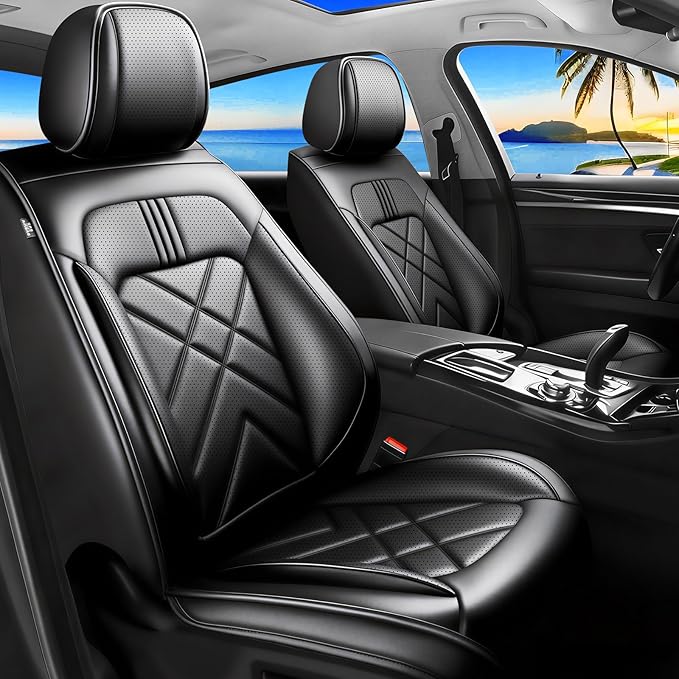 CX-90 Car Seat Covers Custom Fit for Mazda CX-90 2007-2026, Full Coverage Premium Leather Waterproof Breathable Seat Cover Full Set, Automotive Seat Protectors, Airbag Compatible(5 Seats Black)