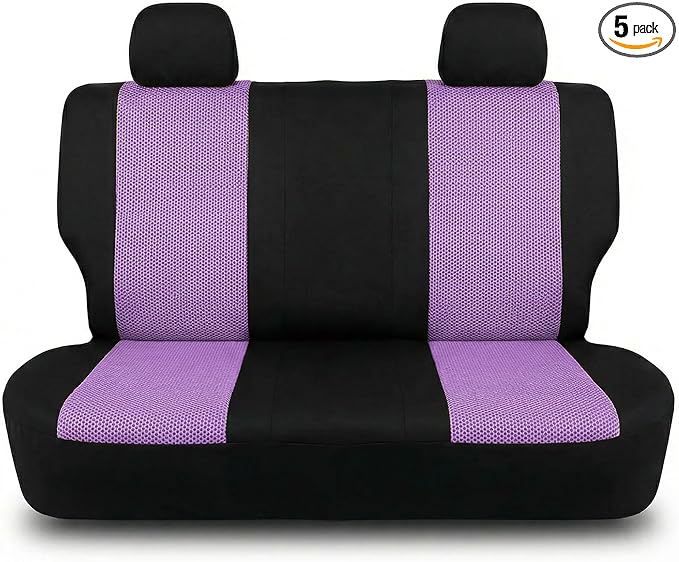 FH Group Automotive Rear Car Seat Covers for SUV, Trucks, Sedan and More - Universal Fit Rear Solid Bench Design Interior Accessories - 3D Mesh Fabric Center Panel - Purple