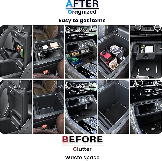 5PCS Center Console Organizer Compatible with 2023-2026 Honda Pilot/2026 Honda Passport Drawer Storage Tray Armrest Divider Tray &Insert Hidden Storage Box Interior Accessories