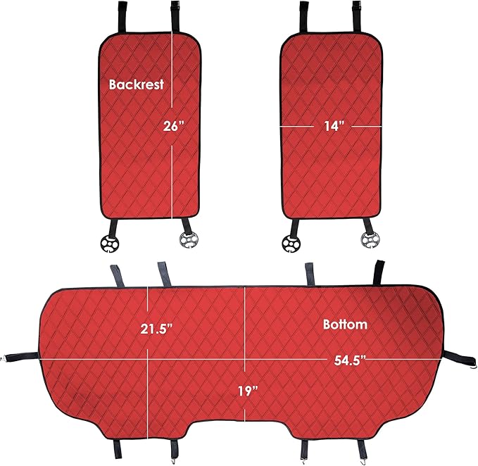 FH Group Car Seat Cushion Rear Set Faux Leather Automotive Seat Cushions - Universal Fit, Rear Car Seat Cushion, Car Seat Cushions With Non-slip Silicone Backing for SUV, Sedan, Van Red