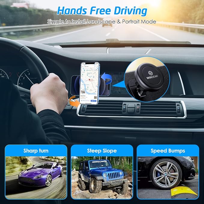 WixGear Magnetic Car Mount [2-Pack] - Universal Stick-On Dashboard Magnetic Phone Holder for Car, Strong Magnet Mount for Cell Phones & Mini Tablets with Swift-Snap Technology