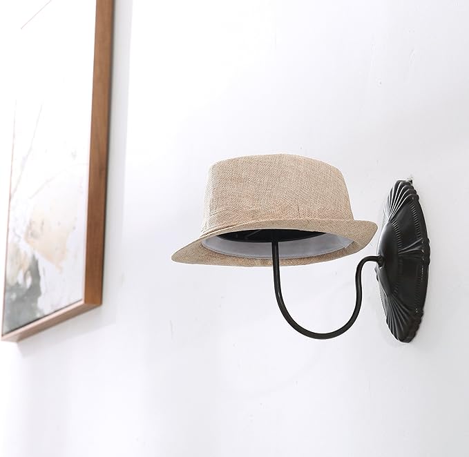 Owlgift Decorative Black Metal Vintage Style Wall Mounted Entryway Hat/Cap/Wig Hanger Display Rack - Set of 2