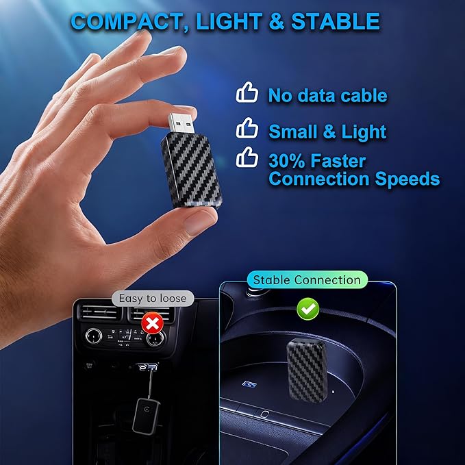 2 in1 Wireless CarPlay Adapter for Apple iPhone & Android, Convert Wired CarPlay to Wireless for USB/Type-C Port Cars