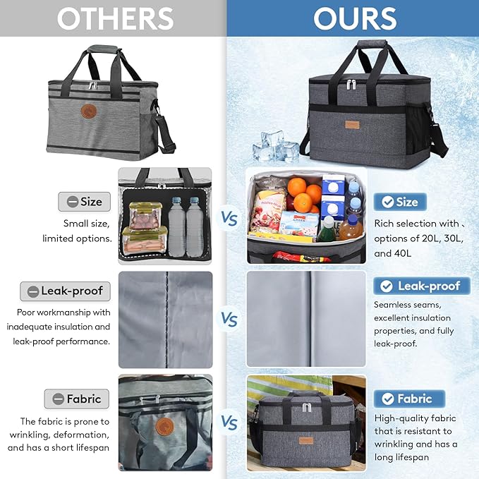 Lifewit Cooler Bag 30/50/60 Cans Collapsible and Insulated Large Lunch Bag Leakproof Soft Cooler Portable Tote for Camping/BBQ/Family Outdoor Activities