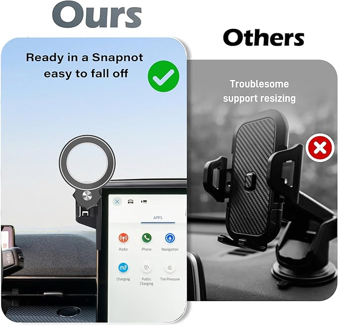 Car Phone Holder for Ford Mustang Mach-E 2021-2026 Accessories Apply to 15.5 Inch Touch Screen Fixed Clip Magnetic Cell Phone Mount Hands-Free 360 Degree Rotation