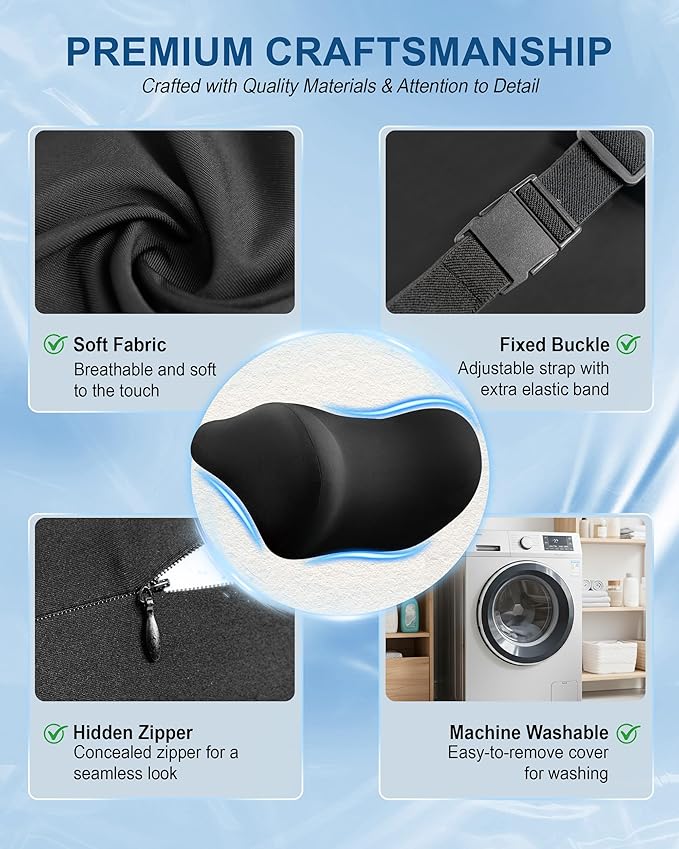 2-Pack Car Neck Pillow: Ergonomic Memory Foam Car Headrest Pillow, Neck Support Pillow for Long Drives, Headrest Support Cushion for Pain Relief, Universal Fit for Cars, SUVs & Trucks – Black