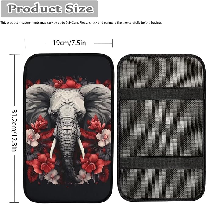 Dreaweet Car Armrest Cover Pad Center Console Cover Black,Elephant Car Accessories for Women,Soft Armrest Cover for Car Center Console for Cars Trucks SUV Sedan