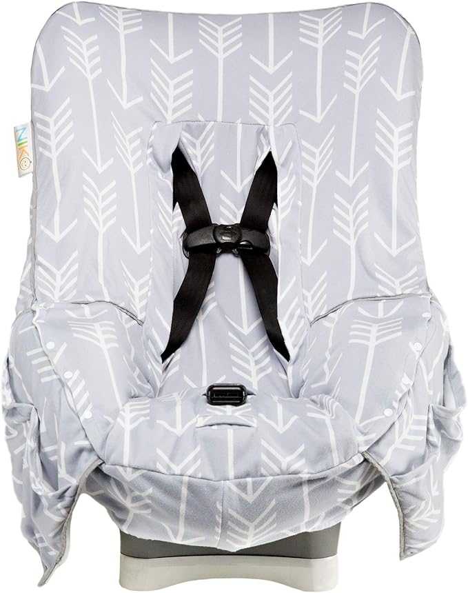 Niko Easy-Wash Children's Car Seat Cover & Liner - Cotton Jersey Gray & White Arrow Pattern - Universal FIT - Crash Tested - Waterproof SEAT Bottom - Easy to Clean - Machine Washable