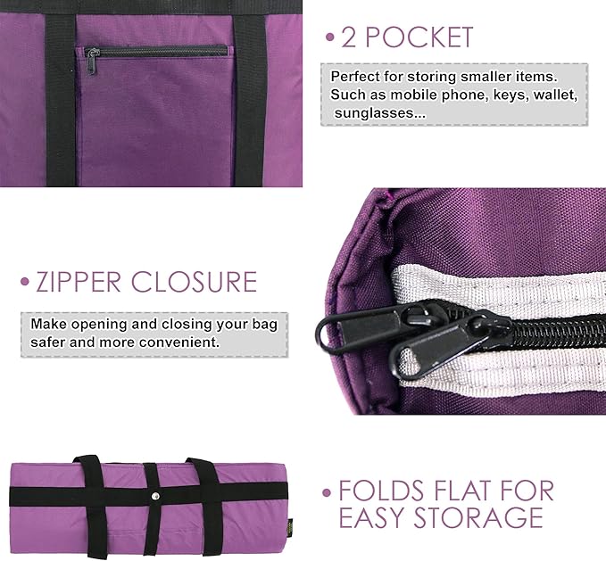 BeeGreen Cooler Bag Soft Insulated Tote for Beach Travel Grocery Shopping Lunch Portable Large Ice Coolers with Handle Hard Freezer Bags with Zippered Top Foldable Leakproof Delivery Totes Purple
