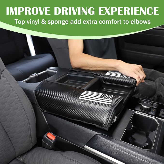 Center Console Armrest Cover Protector Pad Compatible with Toyota Tundra Sequoia 2022-2025 Leather Car Console Armrest Seat Cushion Waterproof Armrest Cushion Lid Interior Accessories (Style E)