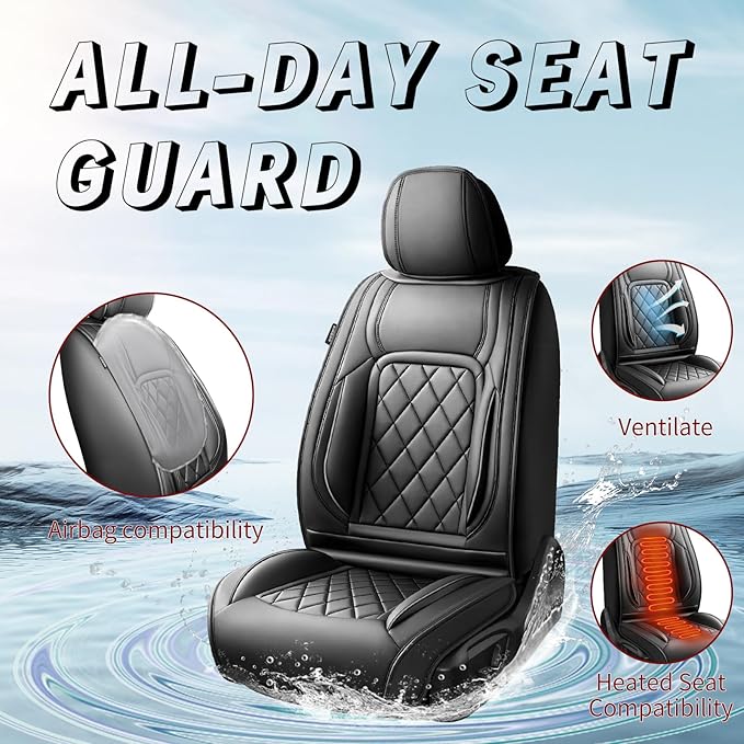 Fit Tucson Car Seat Covers Compatible with Hyundai Tucson 2010-2024 2026, Premium Leather Breathable, Wear Resistant, Airbag Compatible, All-Weather Protection & Full Coverage, Full Set Black