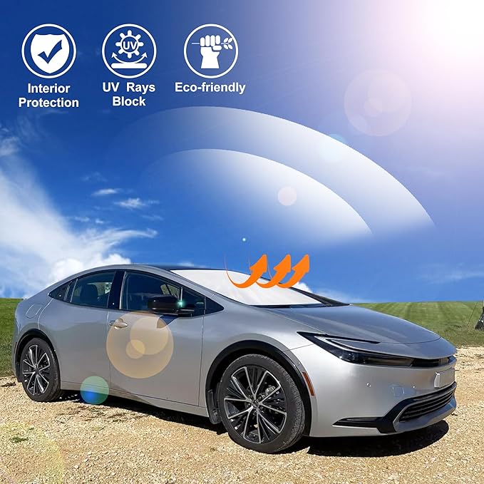 Windshield Sun Shade Custom Fit 2010-2015 Toyota Prius Hatchback Accessories(Not for Prius C or Prius V) Sunshade Foldable Sun Visor Protector